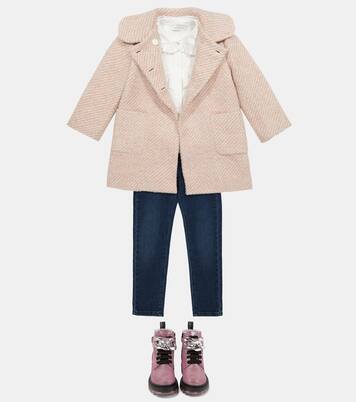 Glitter leather lace-up boots | Monnalisa