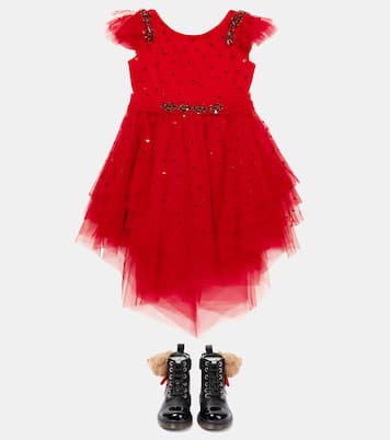 Teddy-embellished leather boots | Monnalisa