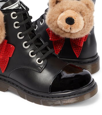 Teddy-embellished leather boots | Monnalisa