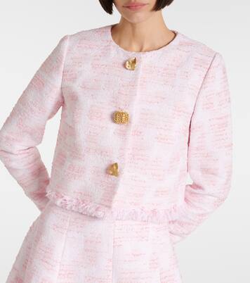 Fringed cropped tweed jacket | Oscar de la Renta