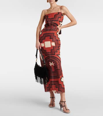 Robe midi imprimée en lin | Johanna Ortiz