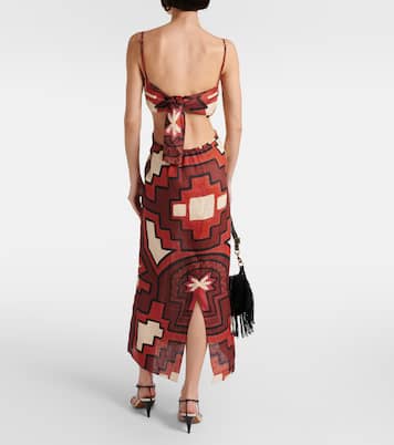 Robe midi imprimée en lin | Johanna Ortiz