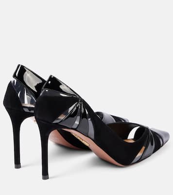 Pumps Puzzle 85 aus Lackleder und Veloursleder | Aquazzura