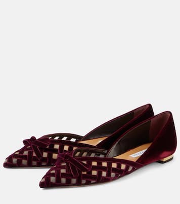 Romance D'Orsay velvet and mesh flats | Aquazzura