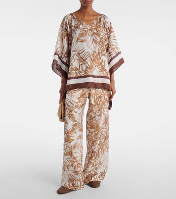 Printed high-rise silk wide-leg pants | Brunello Cucinelli