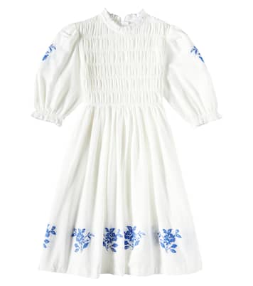 Emmanuelle embroidered smocked cotton dress | C'era Una Volta