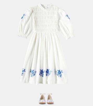 Emmanuelle embroidered smocked cotton dress | C'era Una Volta