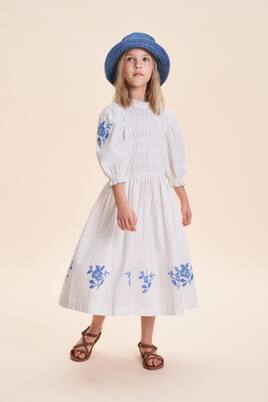 Emmanuelle embroidered smocked cotton dress | C'era Una Volta