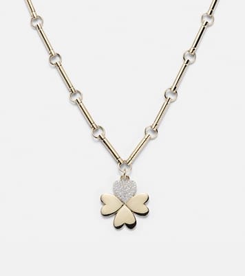 Four Heart Clover 18kt gold (750/1000) necklace with diamonds | FoundRae