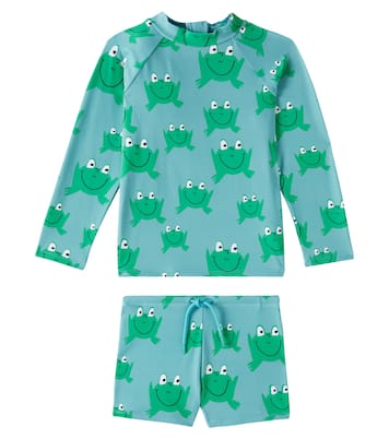 Frog rashguard top and swim trunks set | Stella McCartney Kids