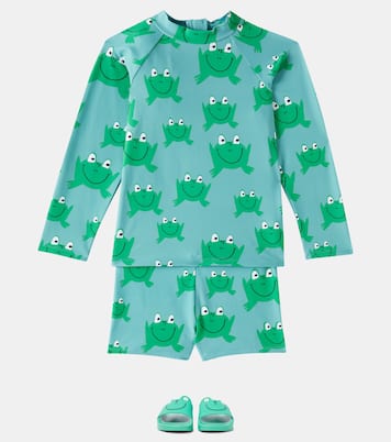 Frog rashguard top and swim trunks set | Stella McCartney Kids