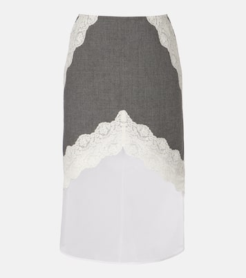 Lace-trimmed wool midi skirt | Jil Sander
