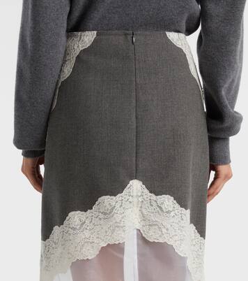 Lace-trimmed wool midi skirt | Jil Sander