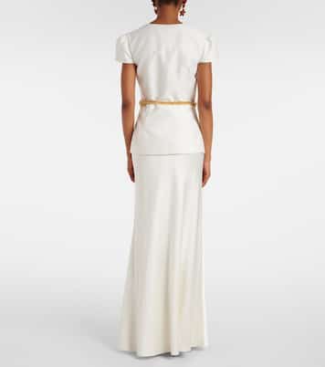 Verziertes Maxikleid aus Taft | Self-Portrait