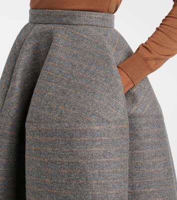 Jupe midi rayée en laine et mohair | Erdem