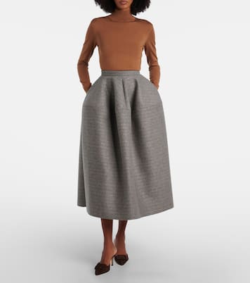 Jupe midi rayée en laine et mohair | Erdem