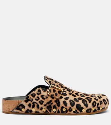 Bedruckte Slippers Fern aus Kalbshaar | Veronica Beard