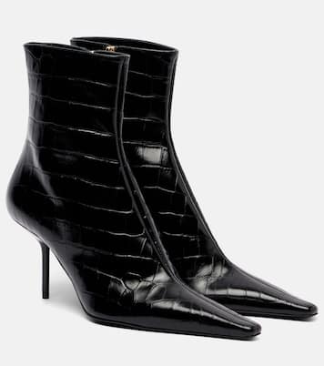75 croc-effect leather ankle boots | Victoria Beckham
