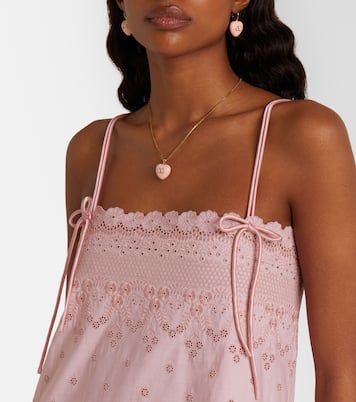 Robe midi en coton à broderies anglaises | Valentino