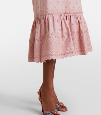 Robe midi en coton à broderies anglaises | Valentino