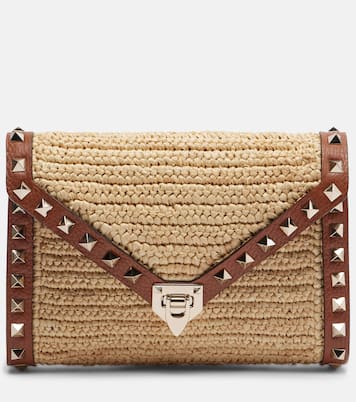 Rockstud Mini raffia shoulder bag | Valentino Garavani