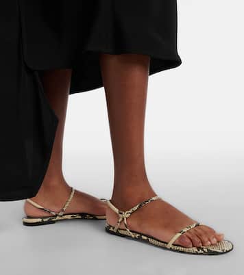 Laurel snake-effect leather sandals | Staud