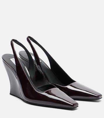 Patent leather wedge slingback pumps | Alaïa