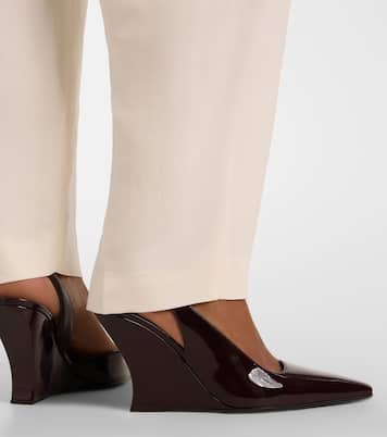 Patent leather wedge slingback pumps | Alaïa