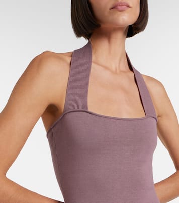 Lace-trimmed halterneck silk and cotton minidress | Aya Muse