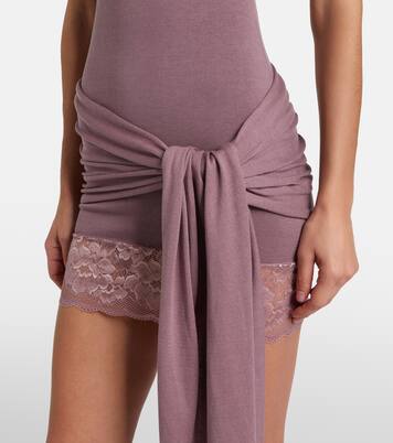 Lace-trimmed halterneck silk and cotton minidress | Aya Muse