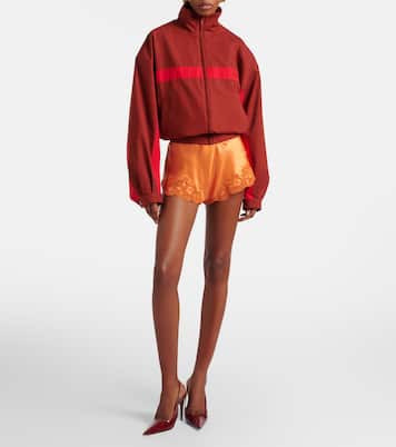 Shorts aus Seiden-Crêpe mit Spitze | Saint Laurent