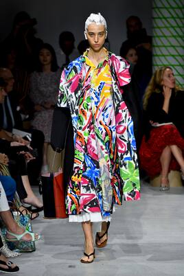 Robe chemise midi imprimée en coton | Marni