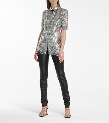 Metallic floral-lace blouse | Rabanne