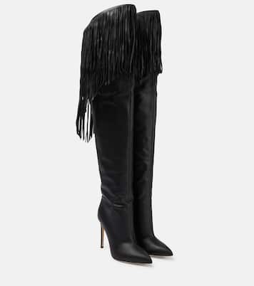 Fringed leather over-the-knee boots | Paris Texas
