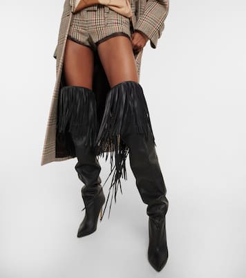 Fringed leather over-the-knee boots | Paris Texas