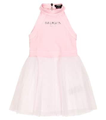 Halter neck tulle dress | Balmain Kids