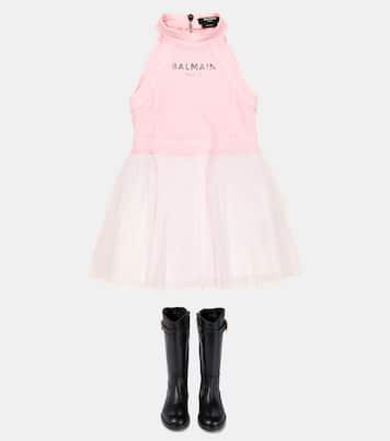 Halter neck tulle dress | Balmain Kids
