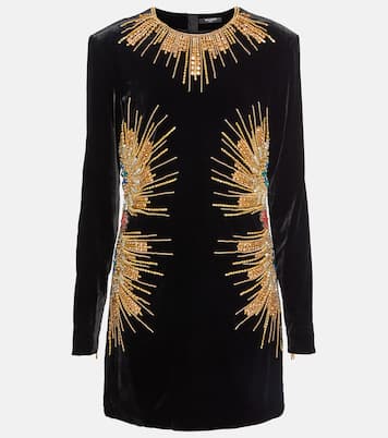 Robe brodée en velours à ornements | Balmain