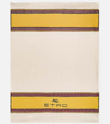 Logo embroidered wool and cashmere throw | Etro
