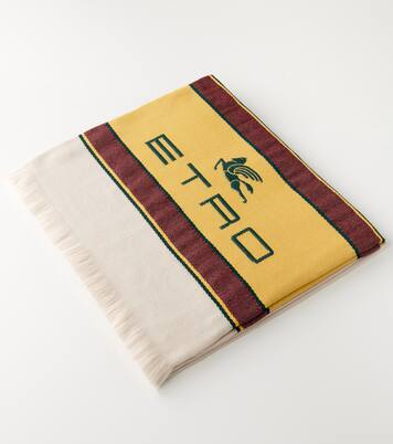 Logo embroidered wool and cashmere throw | Etro