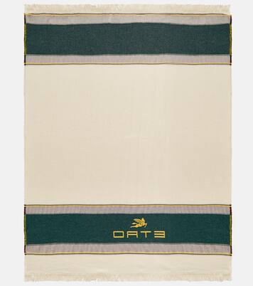 Logo embroidered wool and cashmere throw | Etro