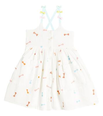 Embroidered bow-detail cotton dress  | Stella McCartney Kids
