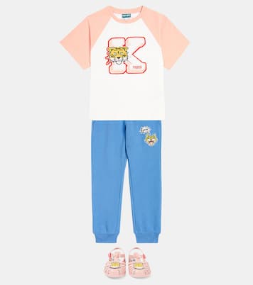 Embroidered cotton jersey sweatpants | Kenzo Kids