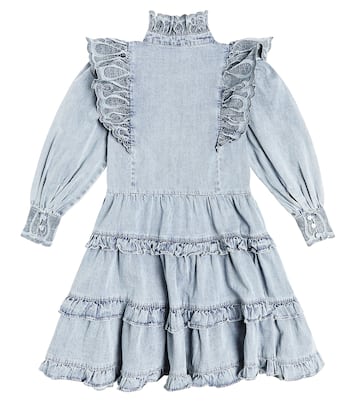 Ruffled embroidered chambray dress | Petite Amalie  