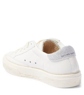 May glitter-trimmed leather sneakers | Golden Goose Kids