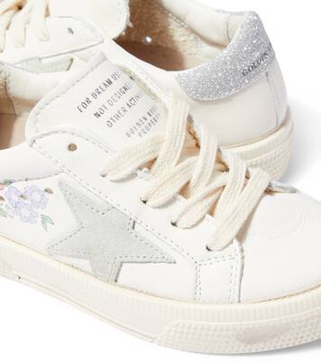 May glitter-trimmed leather sneakers | Golden Goose Kids