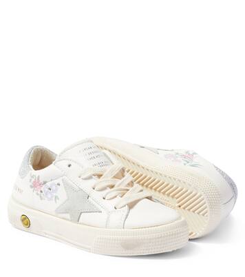 May glitter-trimmed leather sneakers | Golden Goose Kids