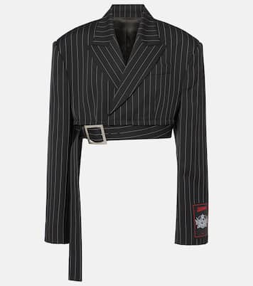 Pinstripe cropped wool blazer | Jean Paul Gaultier