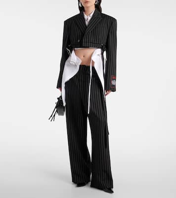 Pinstripe cropped wool blazer | Jean Paul Gaultier