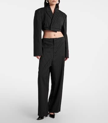 Pinstripe cropped wool blazer | Jean Paul Gaultier
